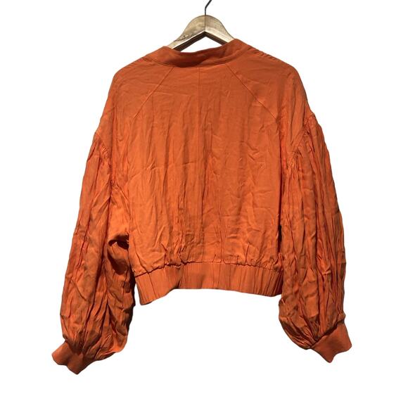 Free People Oversized Viscose Orange Bomber Jacket Size M NWT - Picture 4 of 10